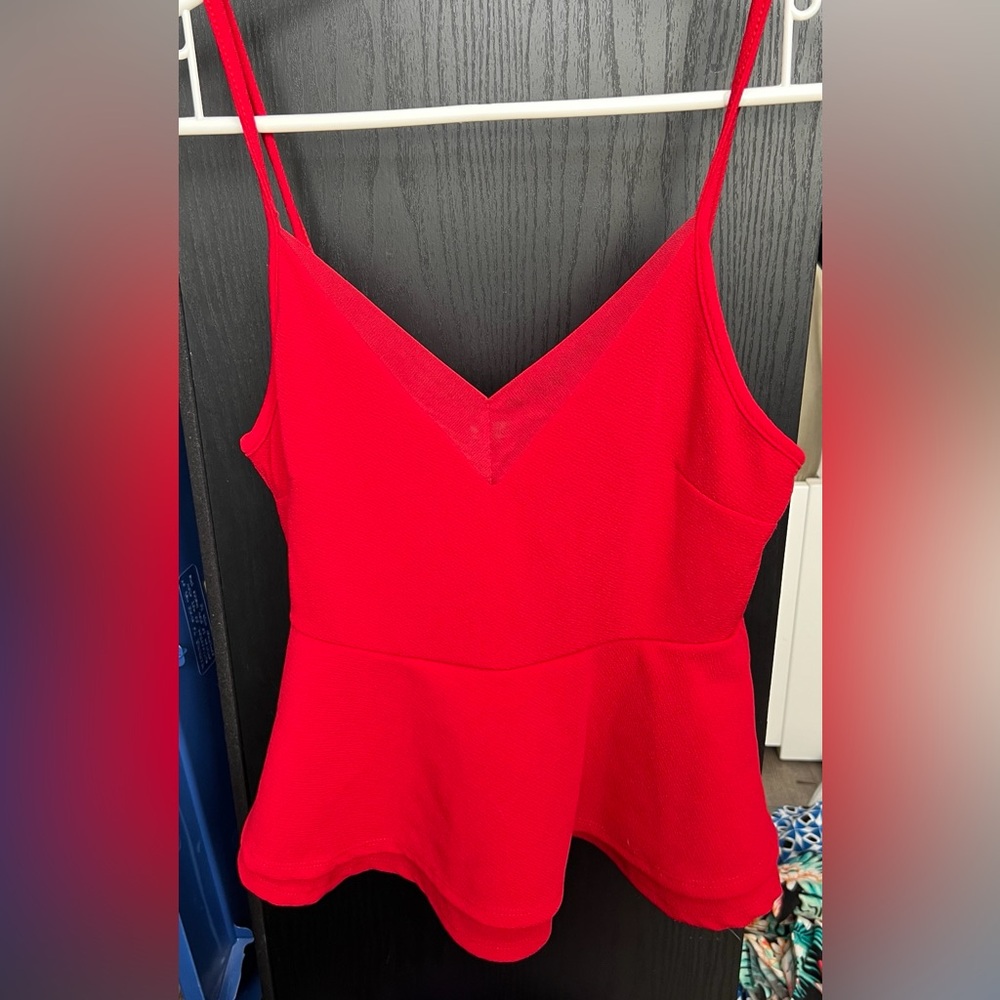 Charlotte Russe Red Peplum Camisole Top